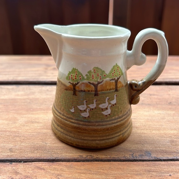 Vintage Apple Farm Fall Autumn Geese Trees Creamer Pitcher Farmhouse 8.5 in - Picture 1 of 7
